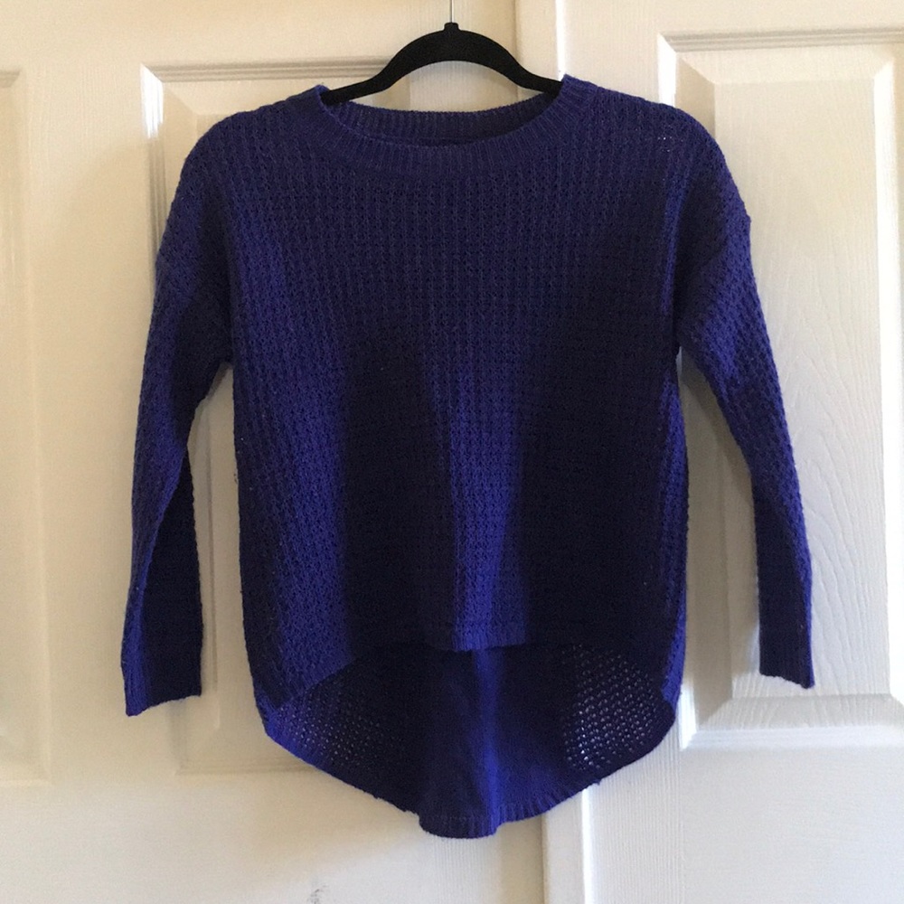 Purple Knit Open-Back Criss Cross Tie Sweater